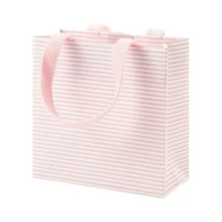 Mini Stripe Small Square Gift Bag in Blush - 1 Each