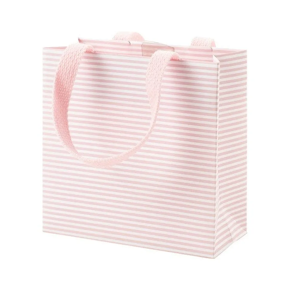 Mini Stripe Small Square Gift Bag in Blush - 1 Each