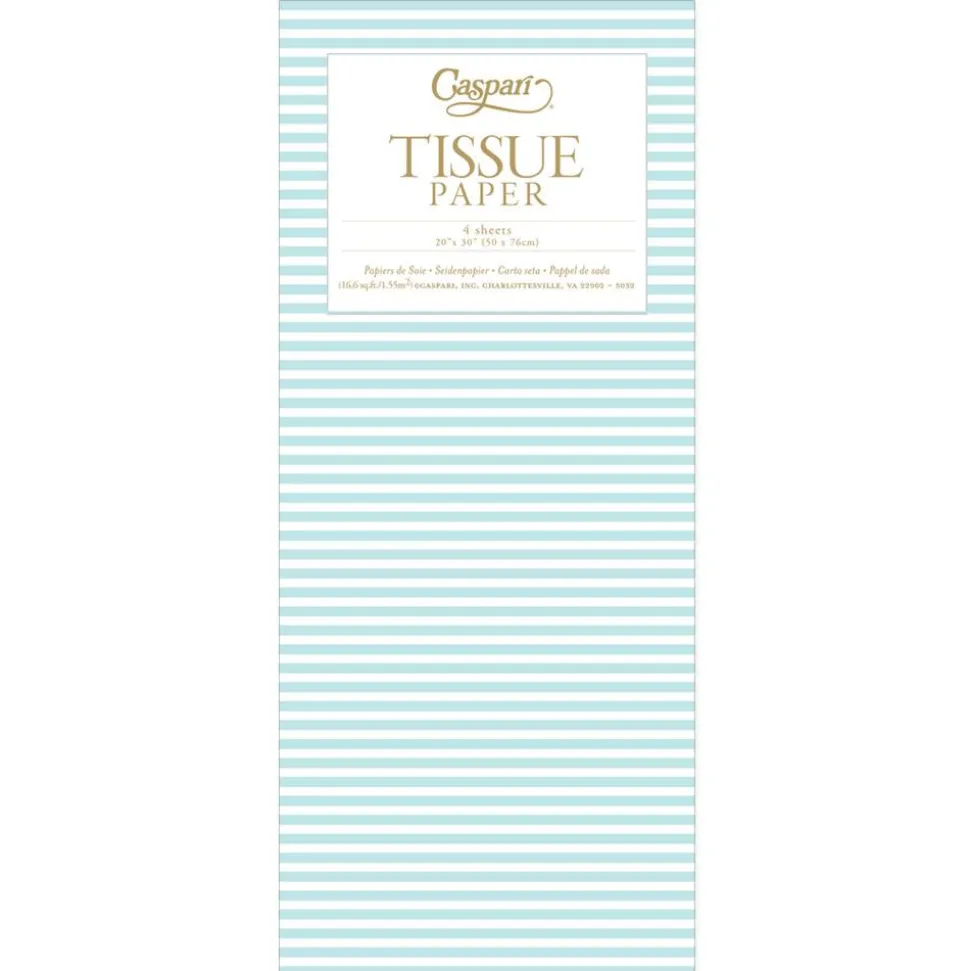 Mini Stripe Tissue Paper in Robin's Egg - 4 Sheets Included