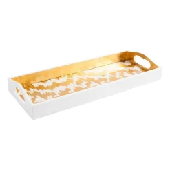Modern Moiré Lacquer Bar Tray in Gold - 1 Each