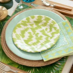 Modern Moiré Paper Salad & Dessert Plates in Green - 8 Per Package