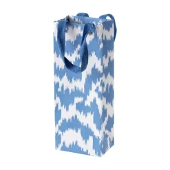 Modern Moiré Wine & Bottle Gift Bag in Blue - 1 Each