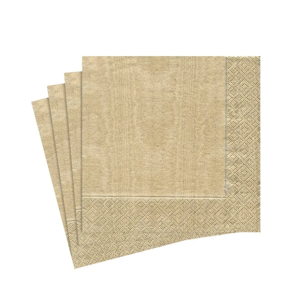 Moiré Paper Cocktail Napkins in Gold - 20 Per Package
