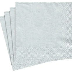 Moiré Paper Dinner Napkins in Platinum - 20 Per Package