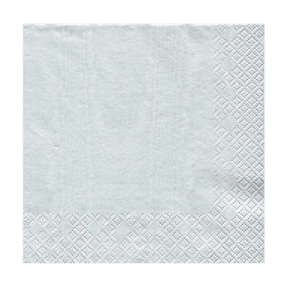 Moiré Paper Luncheon Napkins in Platinum - 20 Per Package