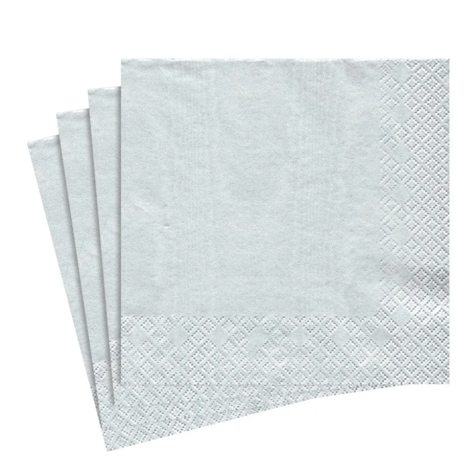 Moiré Paper Luncheon Napkins in Platinum - 20 Per Package