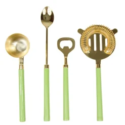 Moss Green & Shiny Brass Bar Tool Sets