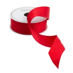 Narrow Red Satin Wired Ribbon - 8 Yard Spool