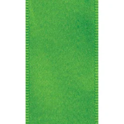 Narrow Solid Green Satin Wired Ribbon - 8 Yard Spool