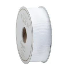 Narrow White Grosgrain Wired Ribbon - 8 Yard Spool