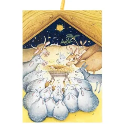 Nativity With Animals Cmas Med Flat Advent Calendar W/Env