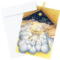 Nativity With Animals Cmas Med Flat Advent Calendar W/Env