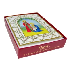 Nativity With Decorated Arch Classic Boxed Christmas Cards - includes 15 cards & envelopes