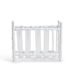 Natural Bamboo Vase With 5 Glass Tubes in White