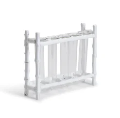 Natural Bamboo Vase With 5 Glass Tubes in White