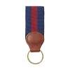 Navy & Burgundy Key Ring with Leather Trim