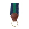 Navy & Green Key Ring with Leather Trim