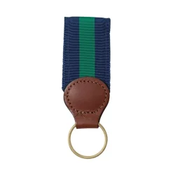 Navy & Green Key Ring with Leather Trim
