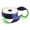 Navy & Green Reversible Satin Wired Ribbon - 10 Yard Spool