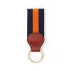 Navy & Orange Grosgrain Ribbon Key Fob