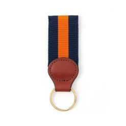 Navy & Orange Grosgrain Ribbon Key Fob