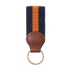 Navy & Orange Key Ring with Leather Trim