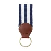 Navy & White Key Ring with Leather Trim