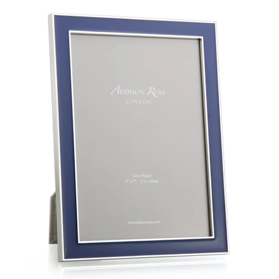 Navy Blue Enamel 4" x 6" Picture Frame with Silver Trim - 1 Each