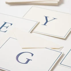 Navy Embossed Single Initial Boxed Note Cards - 8 Note Cards & 8 Envelopes