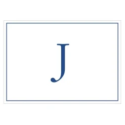 Navy Embossed Single Initial Boxed Note Cards - 8 Note Cards & 8 Envelopes