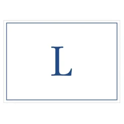 Navy Embossed Single Initial Boxed Note Cards - 8 Note Cards & 8 Envelopes