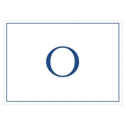 Navy Embossed Single Initial Boxed Note Cards - 8 Note Cards & 8 Envelopes