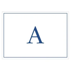 Navy Embossed Single Initial Boxed Note Cards - 8 Note Cards & 8 Envelopes