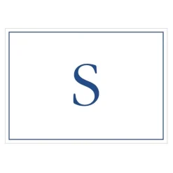 Navy Embossed Single Initial Boxed Note Cards - 8 Note Cards & 8 Envelopes