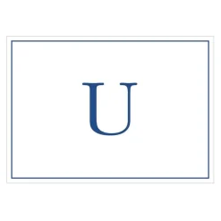 Navy Embossed Single Initial Boxed Note Cards - 8 Note Cards & 8 Envelopes