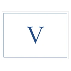 Navy Embossed Single Initial Boxed Note Cards - 8 Note Cards & 8 Envelopes