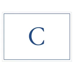 Navy Embossed Single Initial Boxed Note Cards - 8 Note Cards & 8 Envelopes