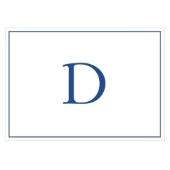 Navy Embossed Single Initial Boxed Note Cards - 8 Note Cards & 8 Envelopes