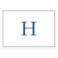 Navy Embossed Single Initial Boxed Note Cards - 8 Note Cards & 8 Envelopes