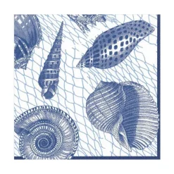 Netting and Shells Paper Luncheon Napkins in Blue - 20 Per Package