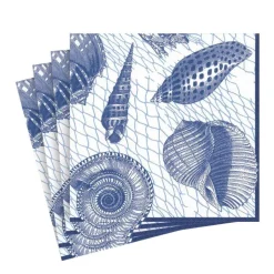 Netting and Shells Paper Luncheon Napkins in Blue - 20 Per Package