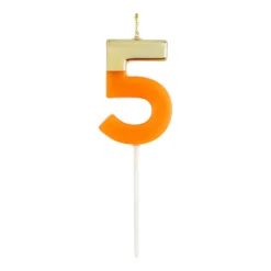 Number Candle 5 - Bright Orange