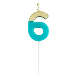 Number Candle 6 - Turquoise