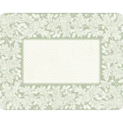 Oak Leaves & Acorns Rectangle Paper Placemats in Sage Green & Ivory - 12 Per Package