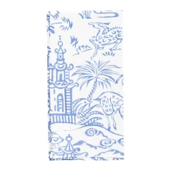 Pagoda Toile Cotton Dinner Napkins in Blue & White - Set of 4