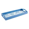 Pagoda Toile Lacquer Bar Tray in Blue - 1 Each