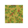 Painted Holly Gold Recycled Cocktail Napkins - includes 20 Cocktail Napkins
