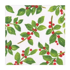 Painted Holly White Recycled Luncheon Napkins - includes 20 Luncheon Napkins