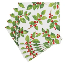 Painted Holly White Recycled Luncheon Napkins - includes 20 Luncheon Napkins