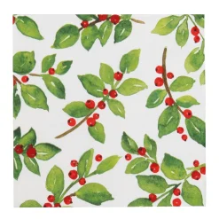 Painted Holly White Recycled Luncheon Napkins - includes 20 Luncheon Napkins